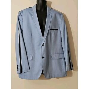 INC Track Star Blazer Jacket Light & Navy Blue Combo Shoulder Sleeve Stripe XXL